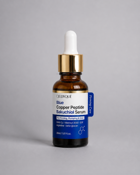 CELDYQUE Blue Copper Peptide Bakuchiol Serum, 30 ml / 1.01 fl oz, dropper bottle